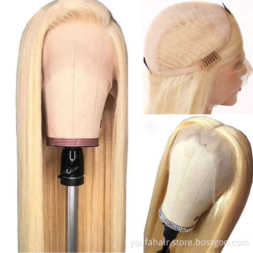 Human Hair Vendor Wholesale 613 White Honey Blonde Straight 13x4 HD Lace Front Wigs Virgin Full Lace Frontal Wig For Black Women